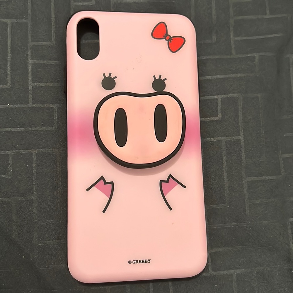 Pig iphone XS max case, has the holder attached on